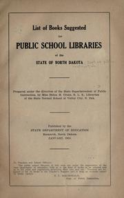 Cover of: List of books suggested for public school libraries of the State of North Dakota by Helen M. Craine
