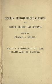 Cover of: Hegel's philosophy of the state and of history