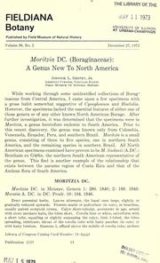 Cover of: Moritzia DC. (Boraginaceae): a genus new to North America