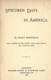 Cover of: Specimen days in America by Walt Whitman