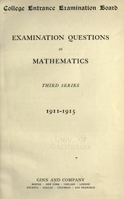 Cover of: Examination questions in mathematics by College Board, College Board