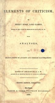 Cover of: Elements of criticism by Henry Home Lord Kames