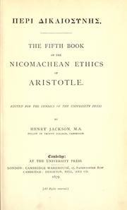Cover of: The fifth book of the Nicomachean ethics of Aristotle. by Aristotle