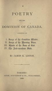 Cover of: Poetry for the Dominion of Canada by James K. Liston