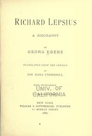 Richard Lepsius by Georg Ebers