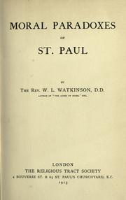 Cover of: Moral paradoxes of St. Paul.