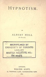 Cover of: Hypnotism. by Albert Moll