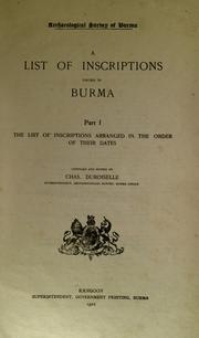 Cover of: A list of inscriptions found in Burma by Burma. Archaeological Survey.