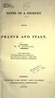 Cover of: Notes of a journey through France and Italy