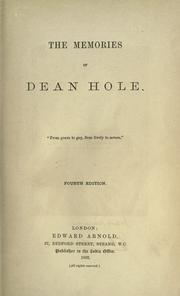 Cover of: The memories of Dean Hole.
