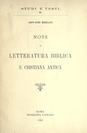 Cover of: Note di letteratura biblica e cristiana antica.
