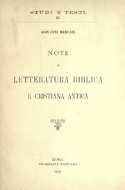 Note di letteratura biblica e cristiana antica by Giovanni Mercati