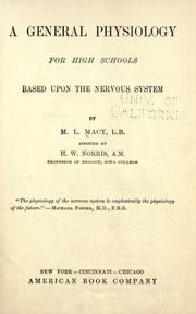 Cover of: A general physiology for high schools by M. L. Macy