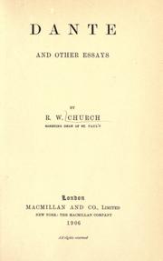 Cover of: Dante and other essays by Richard William Church