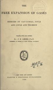 Cover of: The free expansion of gases by Joseph Sweetman Ames