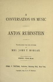 Cover of: A conversation on music by Anton Rubinstein