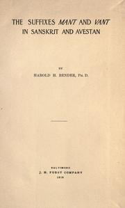 Cover of: The suffixes mant and vant by Harold H. Bender