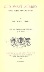 Cover of: Old west Surrey by Gertrude Jekyll