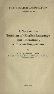 A note on the teaching of English language and literature by Ronald Brunlees McKerrow