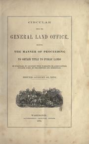 Cover of: Circular from the General Land Office by United States. General Land Office.