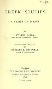 Cover of: Greek studies by Walter Pater