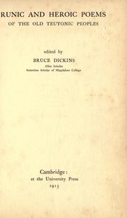 Cover of: Runic and heroic poems of the old Teutonic peoples by Bruce Dickins