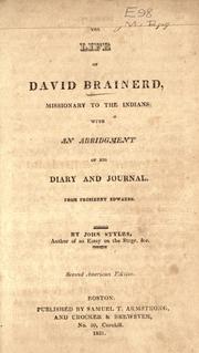 Cover of: The life of David Brainerd, missionary to the Indians by John Styles