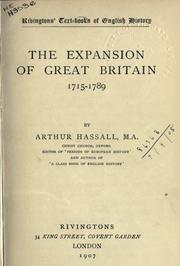 Cover of: The expansion of Great Britain, 1715-1789. by Arthur Hassall