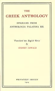 Cover of: The greek anthology by translated into English verse by Sydney Oswald.