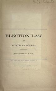 Cover of: Election law of North Carolina.