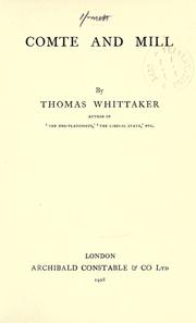 Cover of: Comte and Mill by Thomas Whittaker