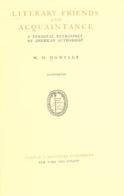 Cover of: Literary friends and acquaintance by William Dean Howells