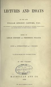 Cover of: Lectures and essays by William Kingdon Clifford. by William Kingdon Clifford