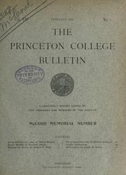 Cover of: McCosh memorial number: [of the Princeton University bulletin]