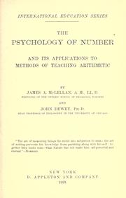 Cover of: The psychology of number and its applications to methods of teaching arithmetic