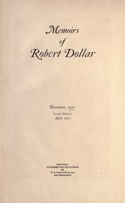 Cover of: Memoirs of Robert Dollar. by Robert Dollar