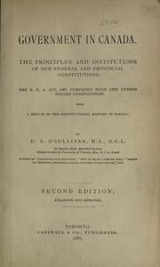 Cover of: A manual of government in Canada by D. A. O'Sullivan