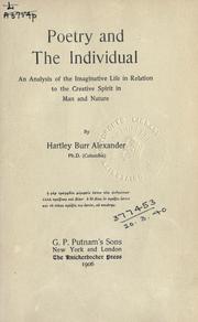 Cover of: Poetry and the individual by Hartley Burr Alexander, Hartley Burr Alexander