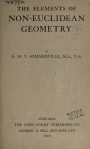 Cover of: The elements of non-Euclidean geometry. by Sommerville, Duncan M'Laren Young