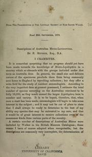 Cover of: Descriptions of Australian Micro-Lepidoptera