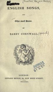 Cover of: English songs, and other small poems by Barry Cornwall