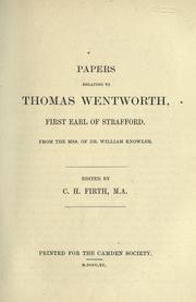 Cover of: Papers relating to Thomas Wentworth: first Earl of Strafford.