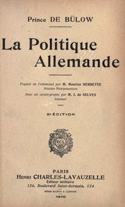 Cover of: La politique allemande by Bülow, Bernhard Fürst von