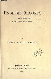 Cover of: English records by Henry Elliot Malden, Henry Elliot Malden