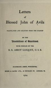 Cover of: Letters of Blessed John of Avila by Juan Bautista Davila