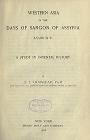 Cover of: Western Asia in the days of Sargon of Assyria by A. T. Olmstead