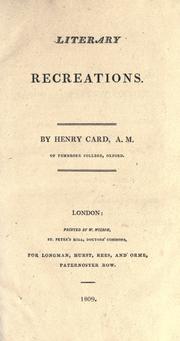 Cover of: Literary recreations. by H. Card