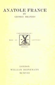 Cover of: Anatole France by Georg Morris Cohen Brandes