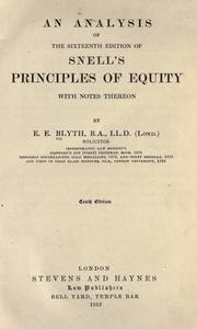 Cover of: analysis of the sixteenth edition of Snell's Principles of equity: with notes thereon.