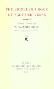Cover of: The Edinburgh book of Scottish verse, 1300-1900 by Dixon, W. Macneile
